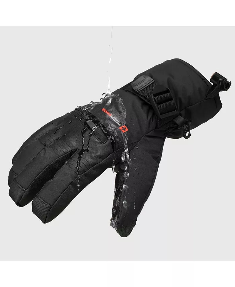 Men'S Waterproof Snow Gloves Zipper Pockets Winter Sport Mittens