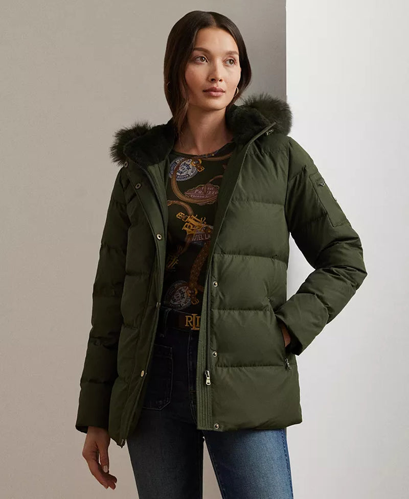 Women'S Faux-Fur Hooded Puffer Coat