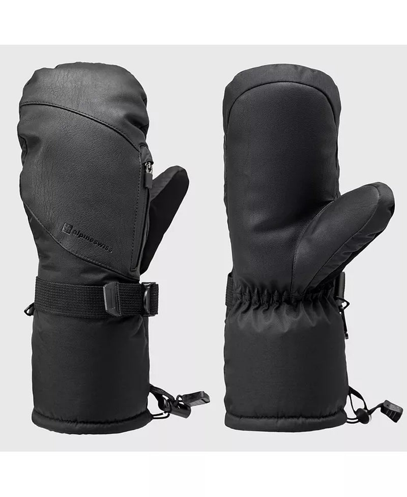 Men'S Waterproof Snow Gloves Zipper Pockets Winter Sport Mittens
