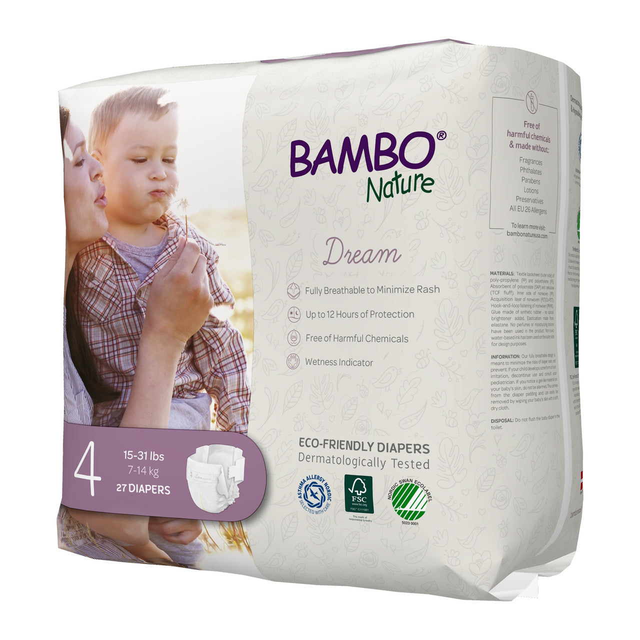 BMBNAT DIAPERS SIZE 4 ( 6 X 27 OZ   )