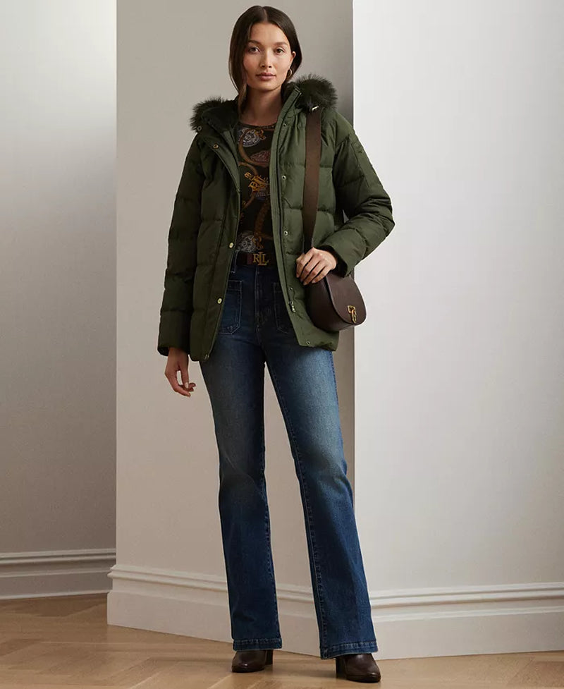 Women'S Faux-Fur Hooded Puffer Coat